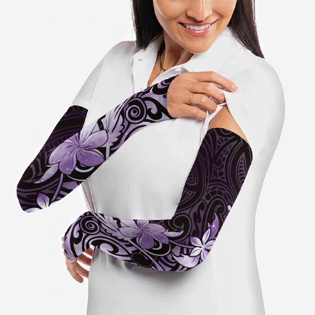 Matariki New Zealand Arm Sleeves Maori Pattern Purple Galaxy - Polynesian Pride
