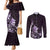 Matariki New Zealand Couples Matching Mermaid Dress and Long Sleeve Button Shirt Maori Pattern Purple Galaxy