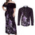 Matariki New Zealand Couples Matching Off Shoulder Maxi Dress and Long Sleeve Button Shirt Maori Pattern Purple Galaxy