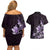 Matariki New Zealand Couples Matching Off Shoulder Short Dress and Hawaiian Shirt Maori Pattern Purple Galaxy