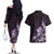 Matariki New Zealand Couples Matching Off The Shoulder Long Sleeve Dress and Hawaiian Shirt Maori Pattern Purple Galaxy