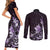 Matariki New Zealand Couples Matching Short Sleeve Bodycon Dress and Long Sleeve Button Shirt Maori Pattern Purple Galaxy