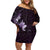 Matariki New Zealand Family Matching Off Shoulder Short Dress and Hawaiian Shirt Maori Pattern Purple Galaxy