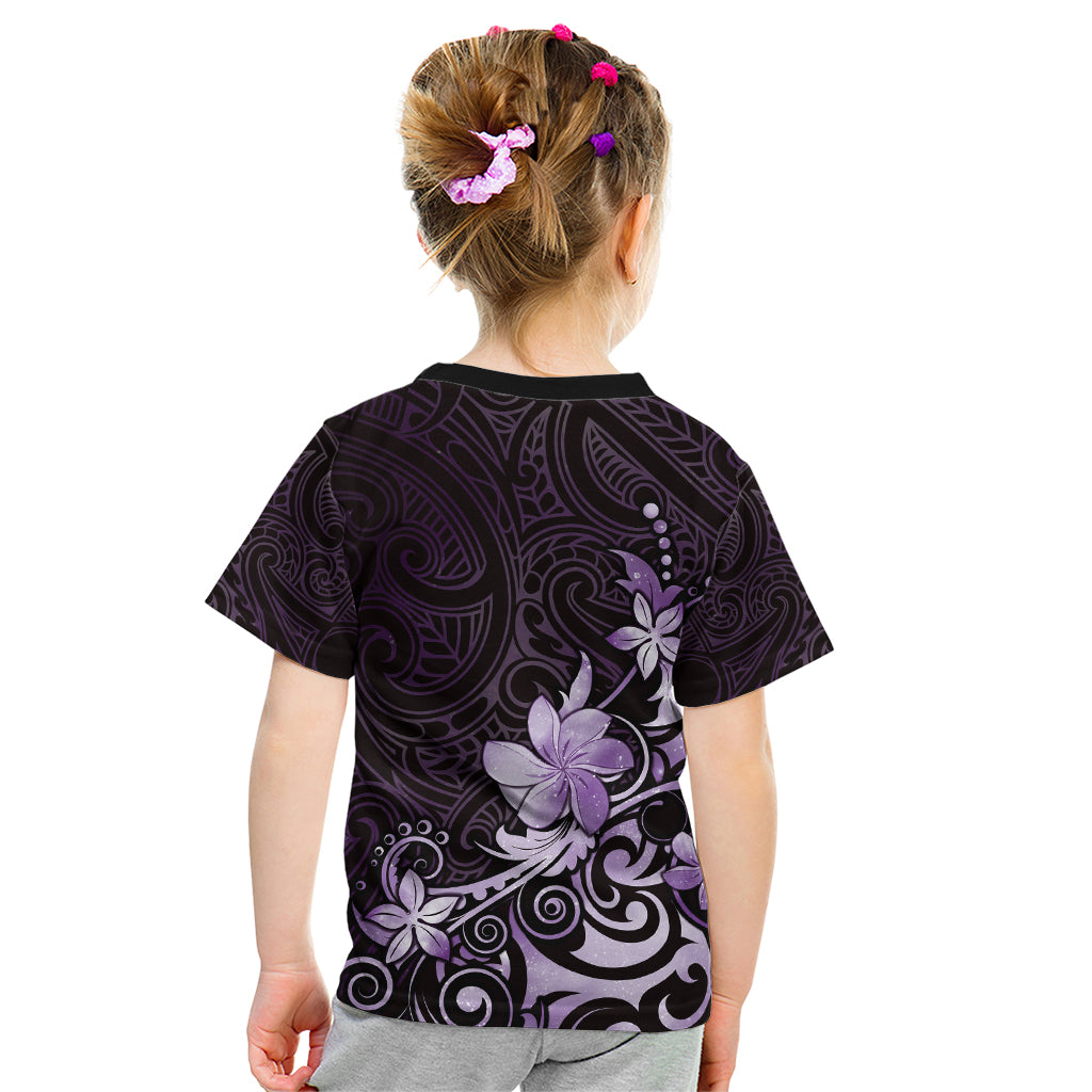 Matariki New Zealand Kid T Shirt Maori Pattern Purple Galaxy