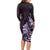 Matariki New Zealand Long Sleeve Bodycon Dress Maori Pattern Purple Galaxy