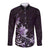 Matariki New Zealand Long Sleeve Button Shirt Maori Pattern Purple Galaxy