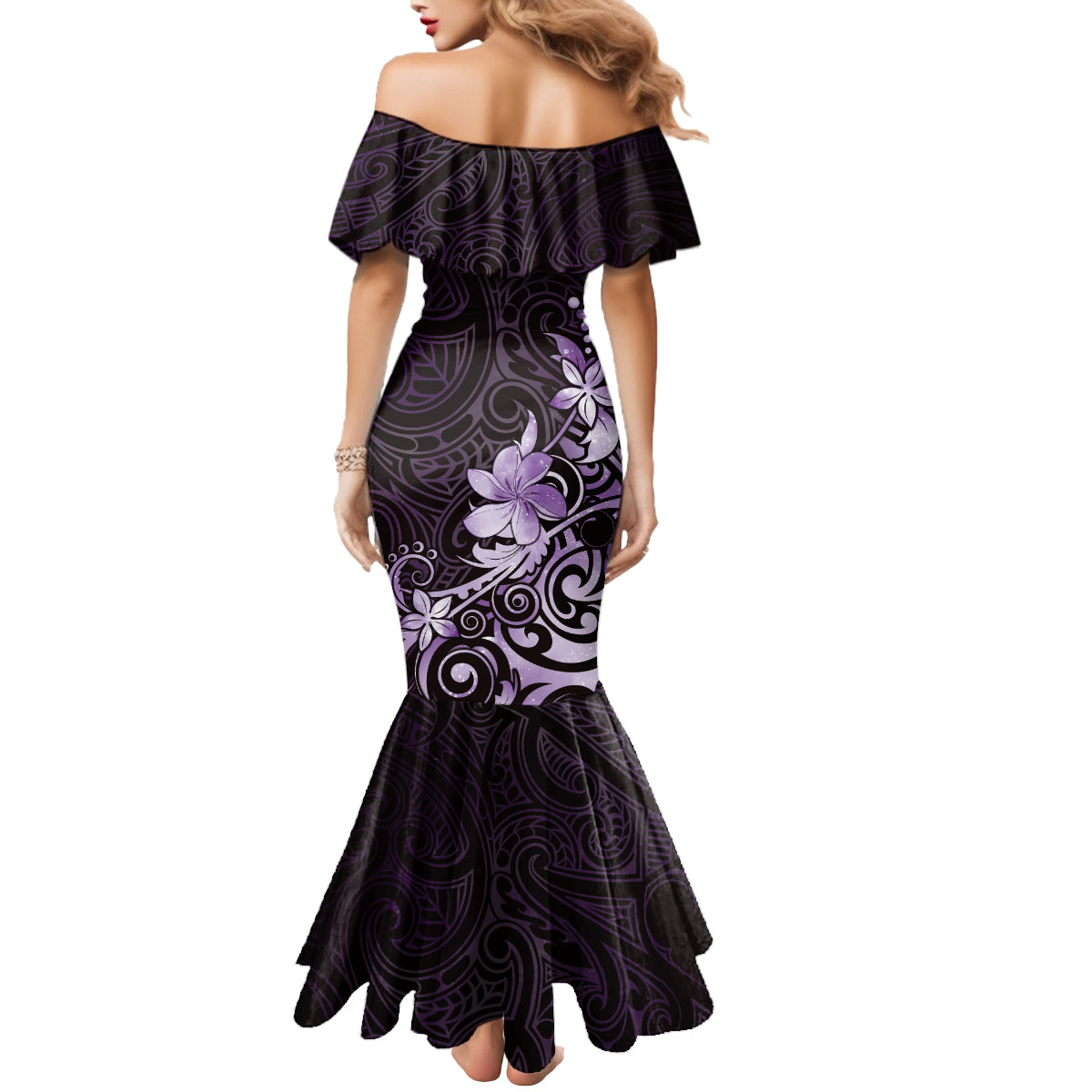 Matariki New Zealand Mermaid Dress Maori Pattern Purple Galaxy