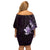 Matariki New Zealand Off Shoulder Short Dress Maori Pattern Purple Galaxy