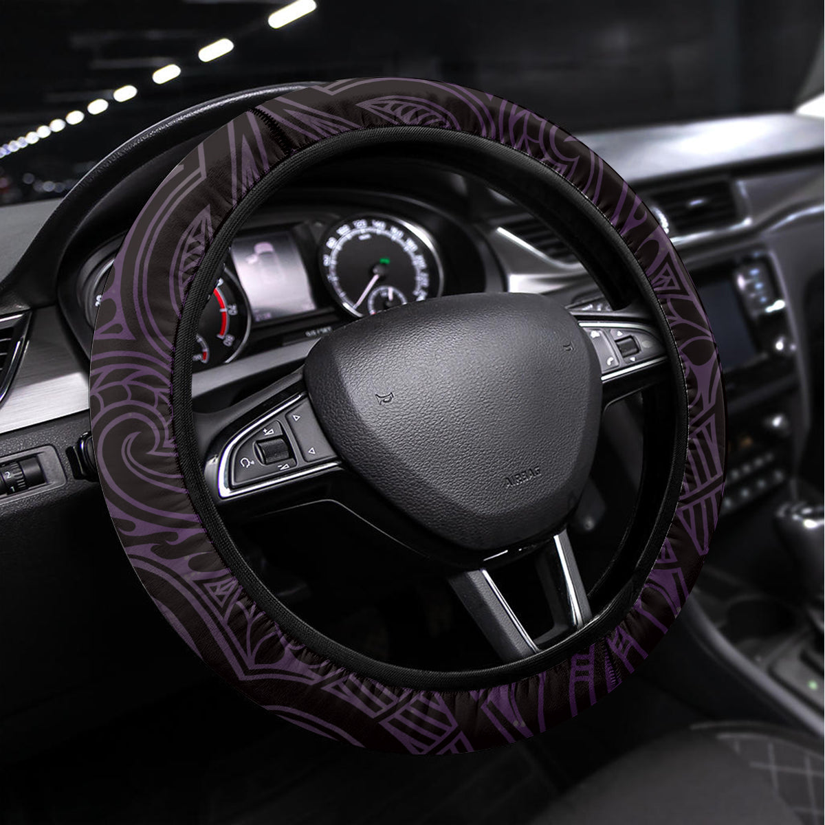 Matariki New Zealand Steering Wheel Cover Maori Pattern Purple Galaxy