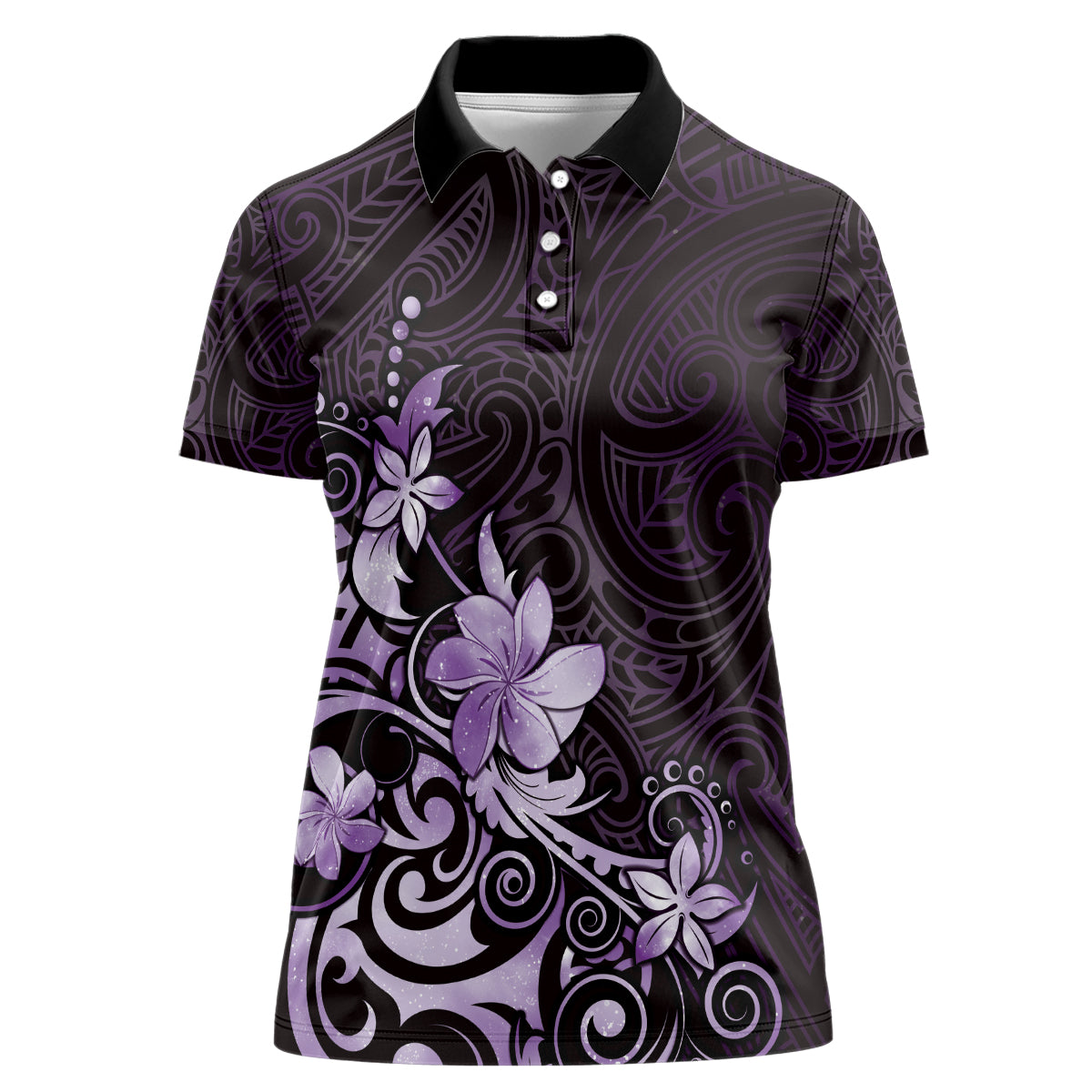 Matariki New Zealand Women Polo Shirt Maori Pattern Purple Galaxy