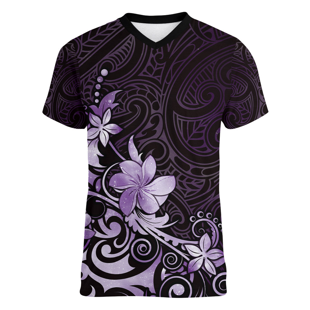 Matariki New Zealand Women V-Neck T-Shirt Maori Pattern Purple Galaxy