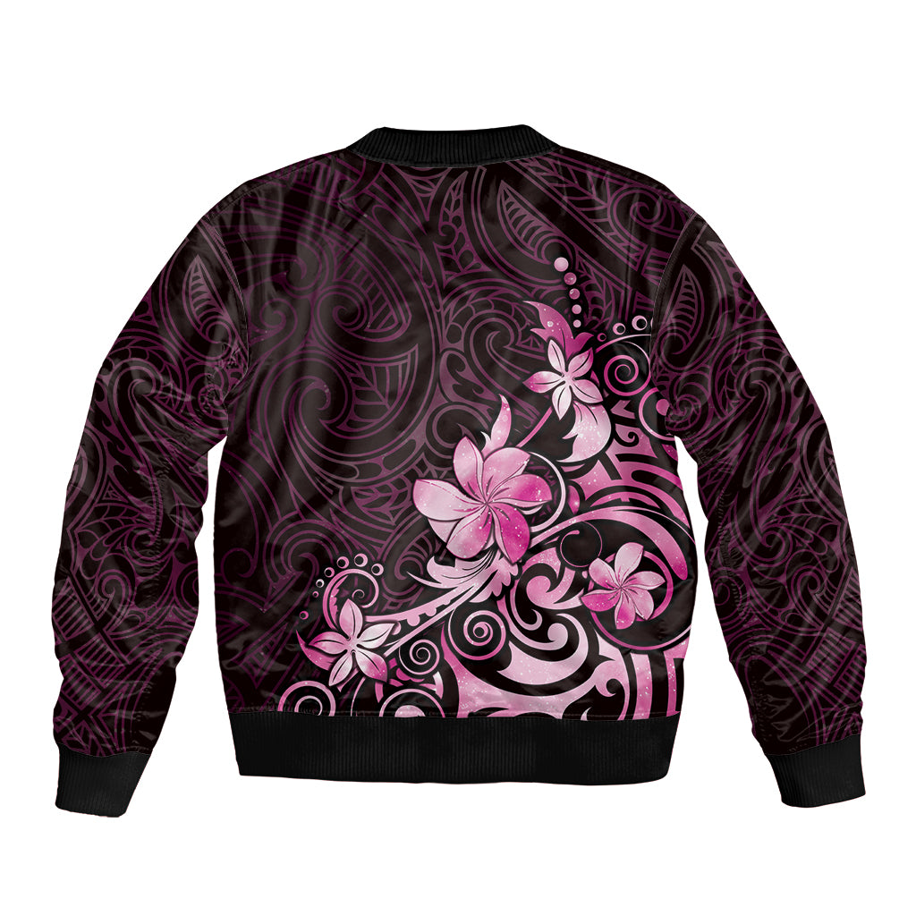 Matariki New Zealand Bomber Jacket Maori Pattern Pink Galaxy