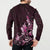 Matariki New Zealand Button Sweatshirt Maori Pattern Pink Galaxy