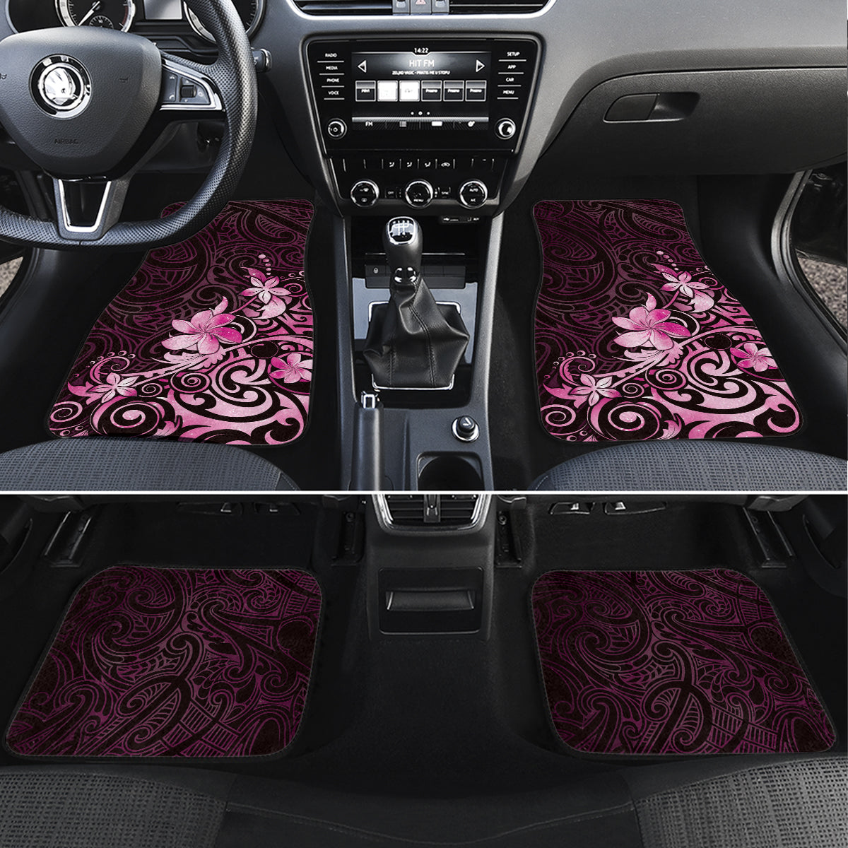 Matariki New Zealand Car Mats Maori Pattern Pink Galaxy