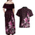 Matariki New Zealand Couples Matching Off Shoulder Maxi Dress and Hawaiian Shirt Maori Pattern Pink Galaxy