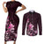 Matariki New Zealand Couples Matching Short Sleeve Bodycon Dress and Long Sleeve Button Shirt Maori Pattern Pink Galaxy