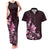 Matariki New Zealand Couples Matching Tank Maxi Dress and Hawaiian Shirt Maori Pattern Pink Galaxy