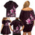 Matariki New Zealand Family Matching Off Shoulder Short Dress and Hawaiian Shirt Maori Pattern Pink Galaxy