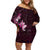 Matariki New Zealand Family Matching Off Shoulder Short Dress and Hawaiian Shirt Maori Pattern Pink Galaxy