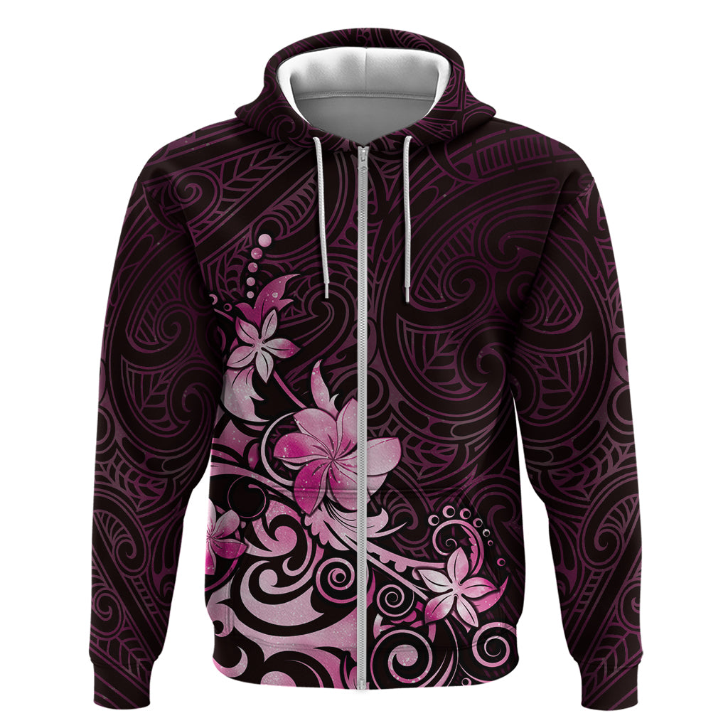 Matariki New Zealand Hoodie Maori Pattern Pink Galaxy