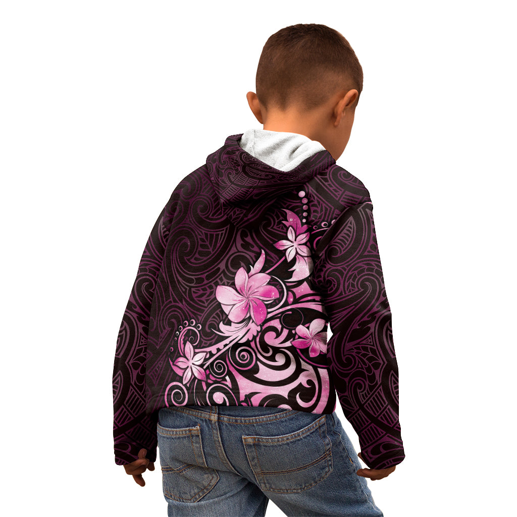 Matariki New Zealand Kid Hoodie Maori Pattern Pink Galaxy
