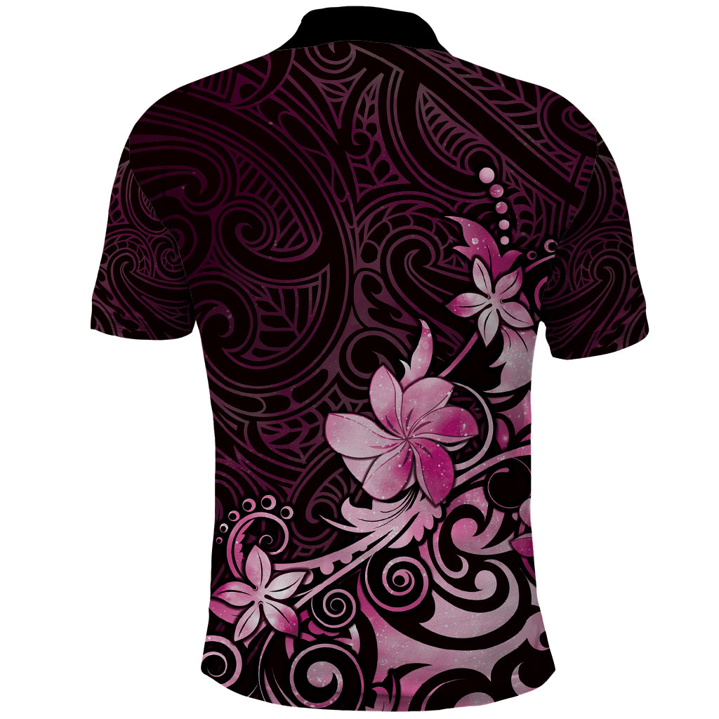 Matariki New Zealand Polo Shirt Maori Pattern Pink Galaxy