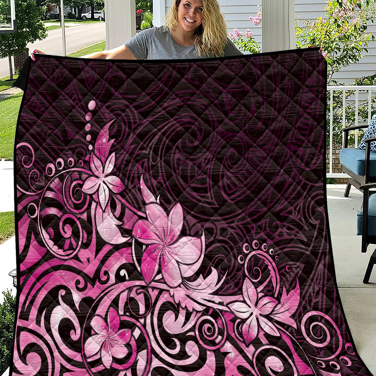 Matariki New Zealand Quilt Maori Pattern Pink Galaxy