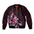 Matariki New Zealand Sleeve Zip Bomber Jacket Maori Pattern Pink Galaxy