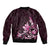 Matariki New Zealand Sleeve Zip Bomber Jacket Maori Pattern Pink Galaxy