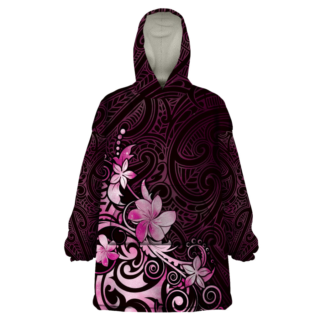 Matariki New Zealand Wearable Blanket Hoodie Maori Pattern Pink Galaxy