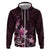 Matariki New Zealand Zip Hoodie Maori Pattern Pink Galaxy