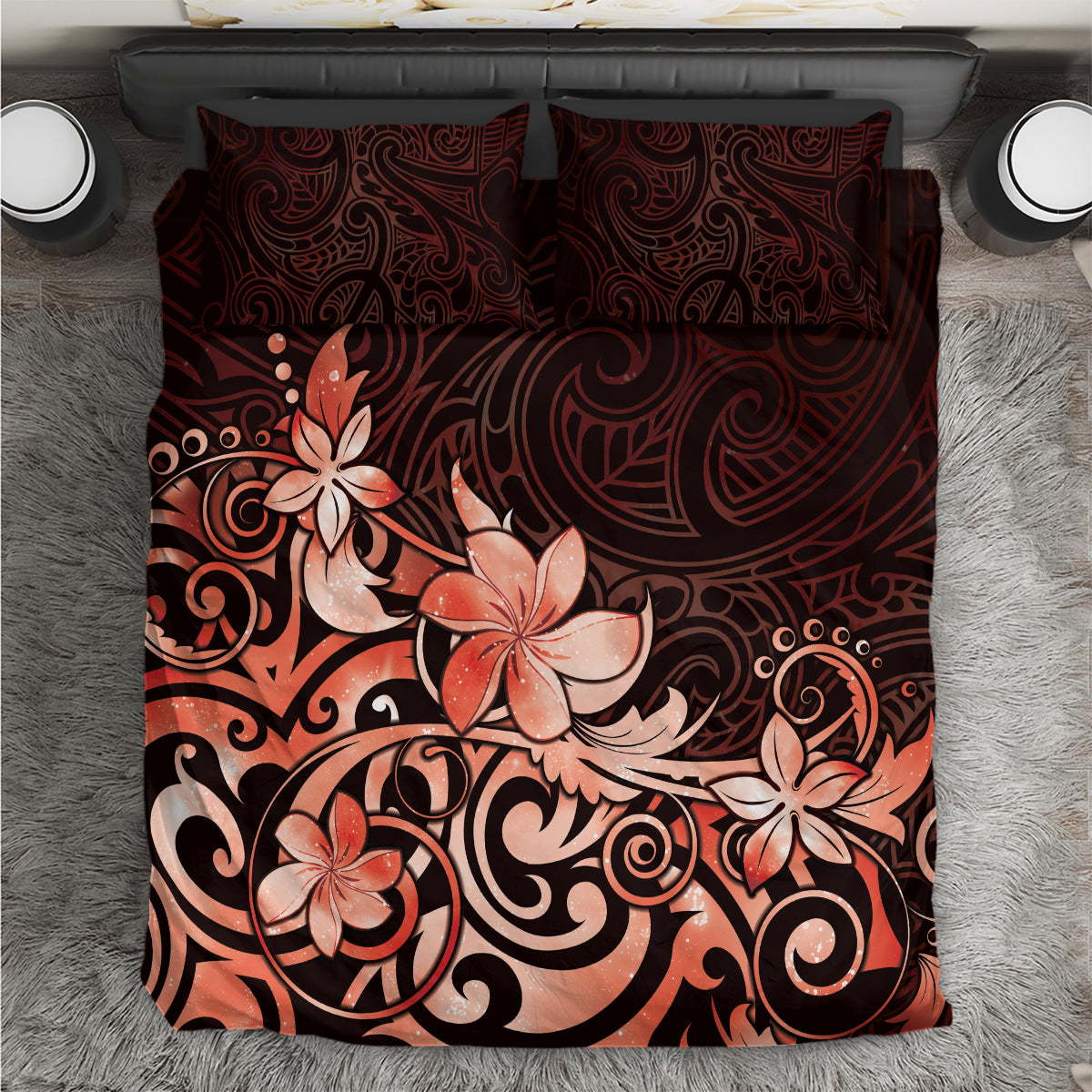 Matariki New Zealand Bedding Set Maori Pattern Red Galaxy