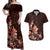 Matariki New Zealand Couples Matching Off Shoulder Maxi Dress and Hawaiian Shirt Maori Pattern Red Galaxy