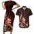 Matariki New Zealand Couples Matching Short Sleeve Bodycon Dress and Hawaiian Shirt Maori Pattern Red Galaxy