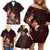 Matariki New Zealand Family Matching Off Shoulder Short Dress and Hawaiian Shirt Maori Pattern Red Galaxy