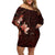 Matariki New Zealand Family Matching Off Shoulder Short Dress and Hawaiian Shirt Maori Pattern Red Galaxy