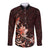 Matariki New Zealand Long Sleeve Button Shirt Maori Pattern Red Galaxy