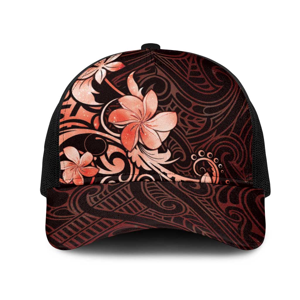 Matariki New Zealand Mesh Trucker Cap Maori Pattern Red Galaxy LT05 One Size Black Red - Polynesian Pride