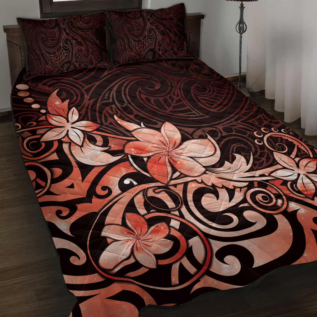 Matariki New Zealand Quilt Bed Set Maori Pattern Red Galaxy