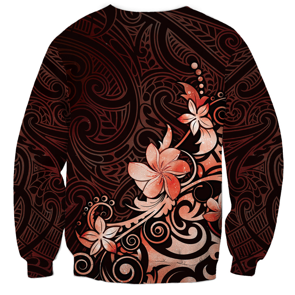 Matariki New Zealand Sweatshirt Maori Pattern Red Galaxy