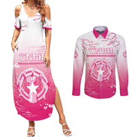 Personalized Sakura Marianas Couples Matching Summer Maxi Dress and Long Sleeve Button Shirt CNMI Seal