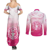 Personalized Sakura Marianas Couples Matching Summer Maxi Dress and Long Sleeve Button Shirt CNMI Seal