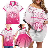 Personalized Sakura Marianas Family Matching Off Shoulder Short Dress and Hawaiian Shirt CNMI Seal