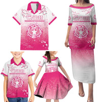 Personalized Sakura Marianas Family Matching Puletasi and Hawaiian Shirt CNMI Seal