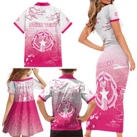 Personalized Sakura Marianas Family Matching Short Sleeve Bodycon Dress and Hawaiian Shirt CNMI Seal