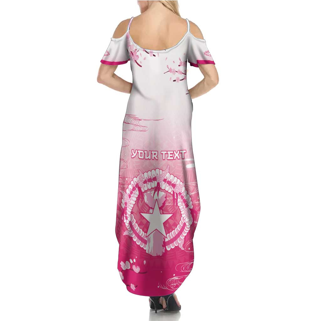 Personalized Sakura Marianas Family Matching Summer Maxi Dress and Hawaiian Shirt CNMI Seal