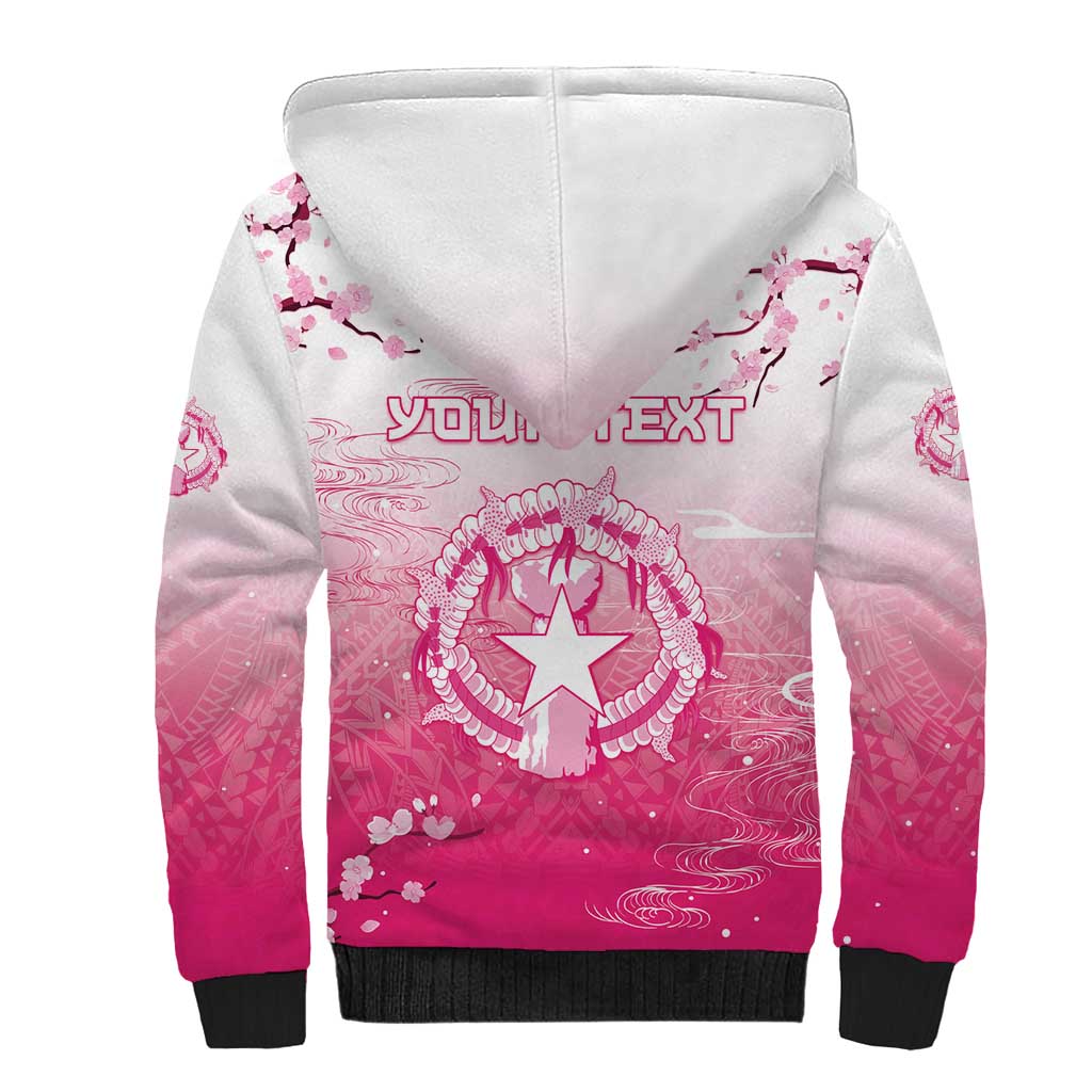 Personalized Sakura Marianas Sherpa Hoodie CNMI Seal LT05 - Polynesian Pride