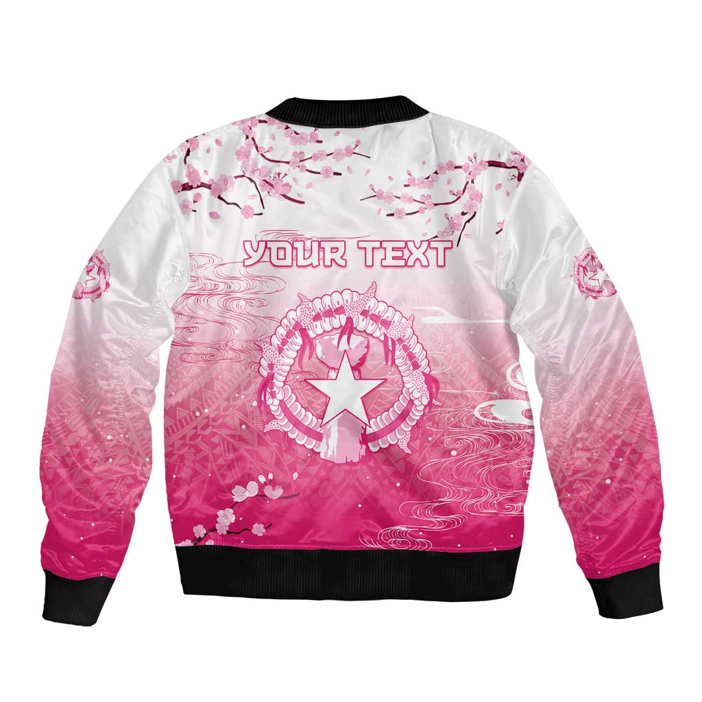 Personalized Sakura Marianas Sleeve Zip Bomber Jacket CNMI Seal