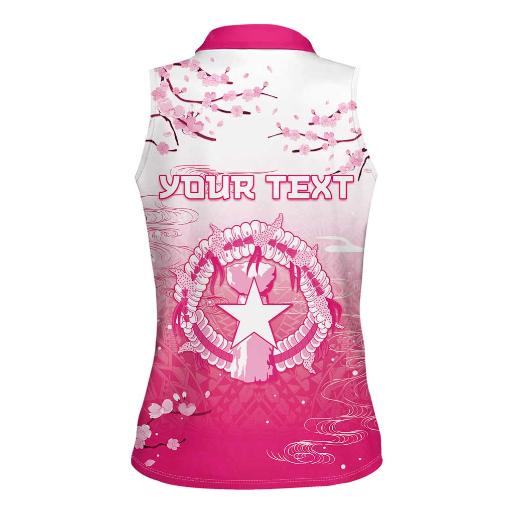Personalized Sakura Marianas Women Sleeveless Polo Shirt CNMI Seal