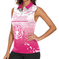 Personalized Sakura Marianas Women Sleeveless Polo Shirt CNMI Seal